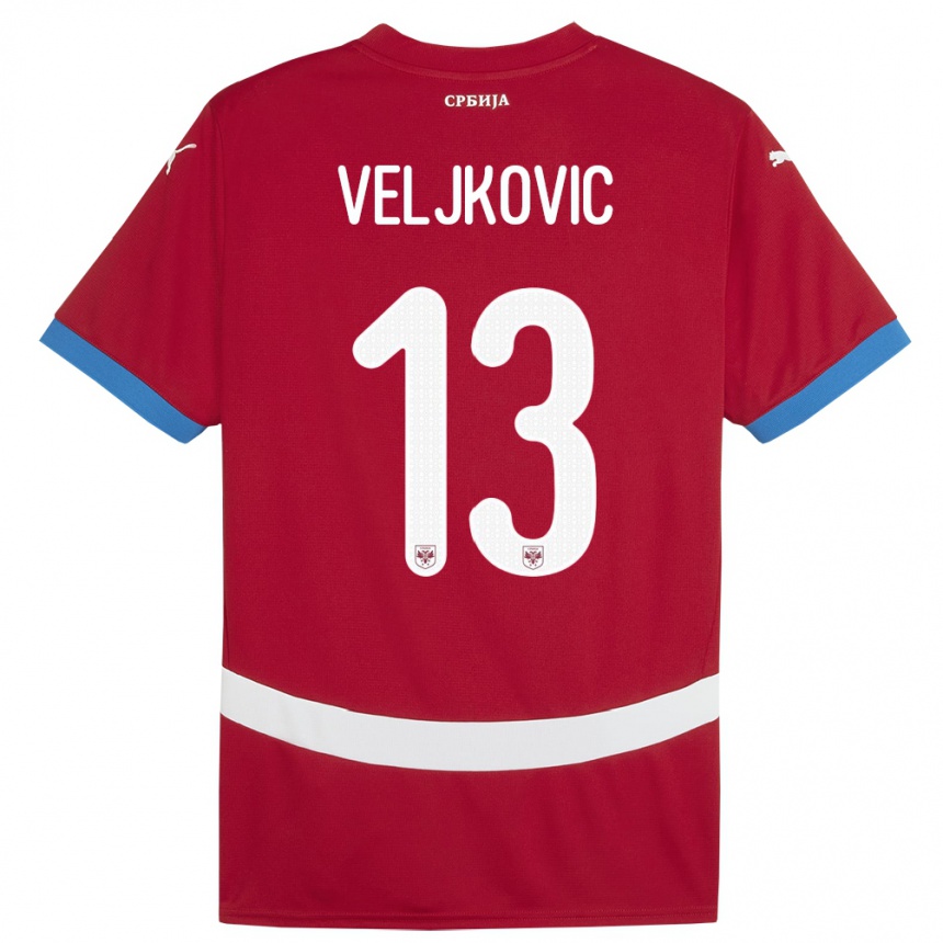 Niño Fútbol Camiseta Serbia Milos Veljkovic #13 Rojo 1ª Equipación 24-26