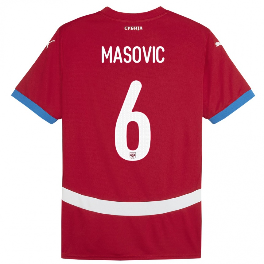 Niño Fútbol Camiseta Serbia Erhan Masovic #6 Rojo 1ª Equipación 24-26