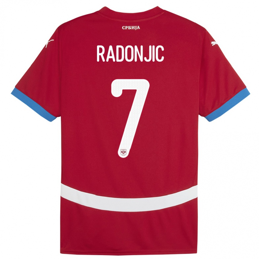 Niño Fútbol Camiseta Serbia Nemanja Radonjic #7 Rojo 1ª Equipación 24-26