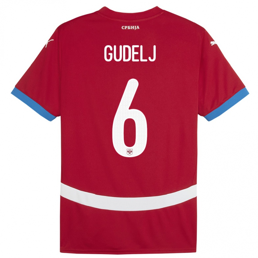 Niño Fútbol Camiseta Serbia Nemanja Gudelj #6 Rojo 1ª Equipación 24-26