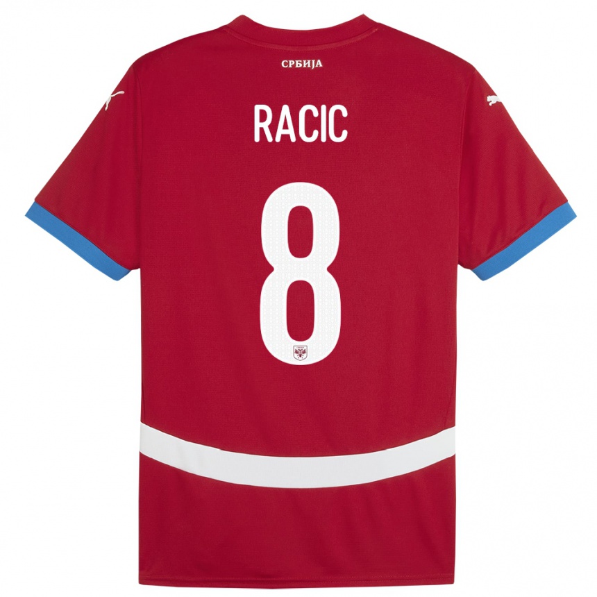 Niño Fútbol Camiseta Serbia Uros Racic #8 Rojo 1ª Equipación 24-26