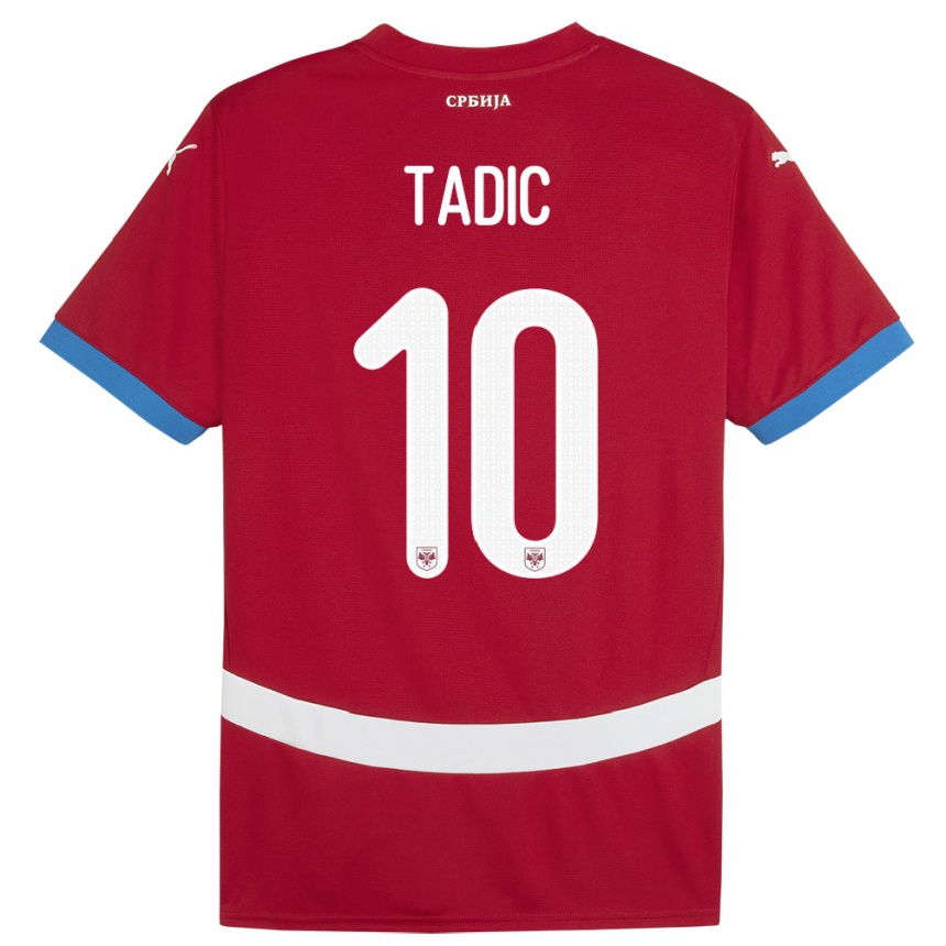 Niño Fútbol Camiseta Serbia Dusan Tadic #10 Rojo 1ª Equipación 24-26