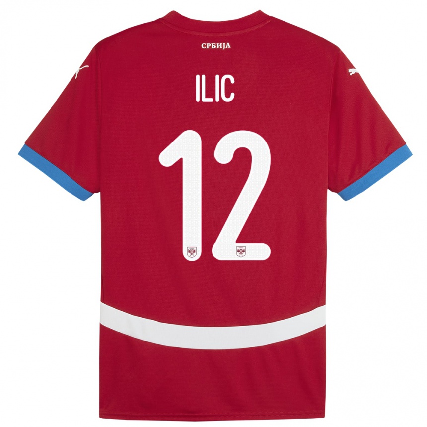 Niño Fútbol Camiseta Serbia Marko Ilic #12 Rojo 1ª Equipación 24-26