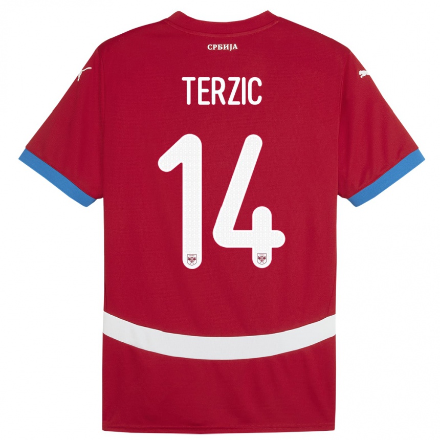 Niño Fútbol Camiseta Serbia Aleksa Terzic #14 Rojo 1ª Equipación 24-26