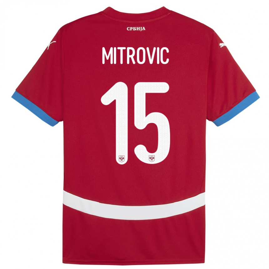 Niño Fútbol Camiseta Serbia Stefan Mitrovic #15 Rojo 1ª Equipación 24-26