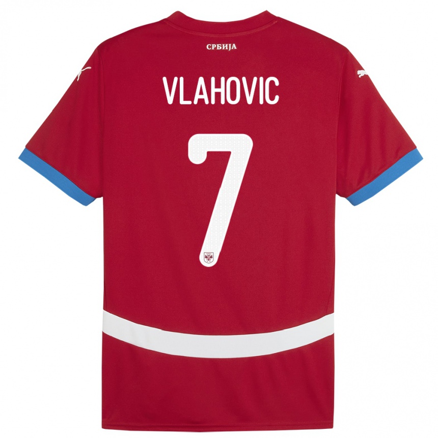 Niño Fútbol Camiseta Serbia Dusan Vlahovic #7 Rojo 1ª Equipación 24-26