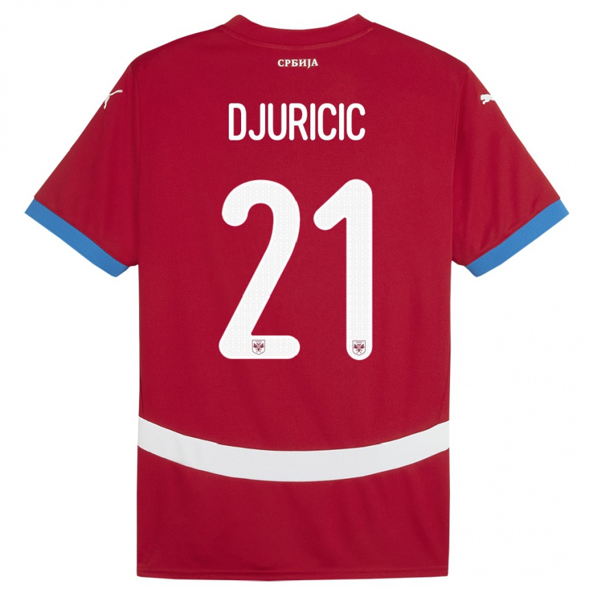 Niño Fútbol Camiseta Serbia Filip Djuricic #21 Rojo 1ª Equipación 24-26