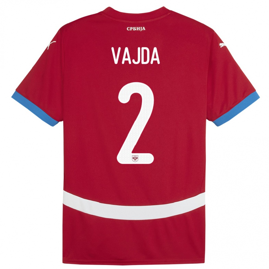 Niño Fútbol Camiseta Serbia Orsoja Vajda #2 Rojo 1ª Equipación 24-26