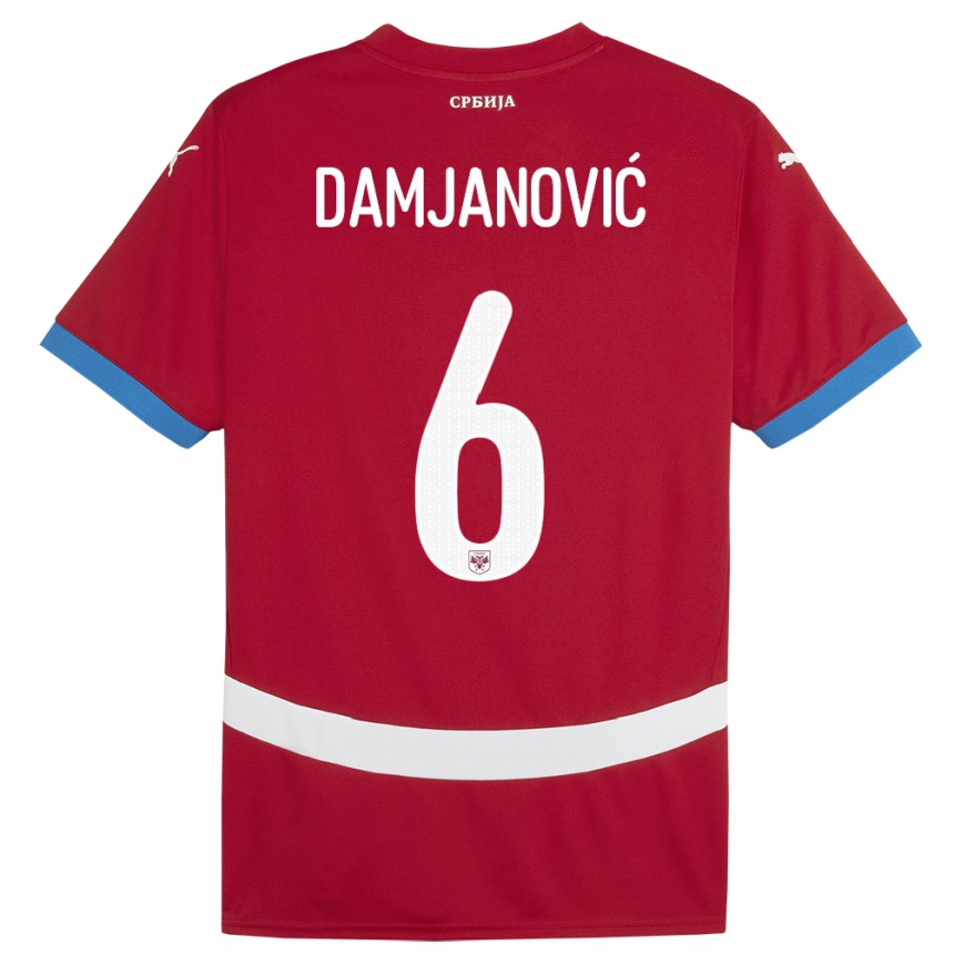 Niño Fútbol Camiseta Serbia Nevena Damjanovic #6 Rojo 1ª Equipación 24-26