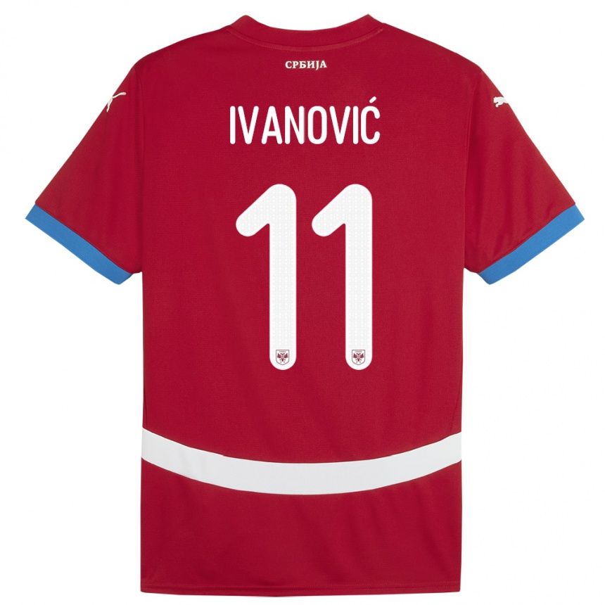 Niño Fútbol Camiseta Serbia Miljana Ivanovic #11 Rojo 1ª Equipación 24-26