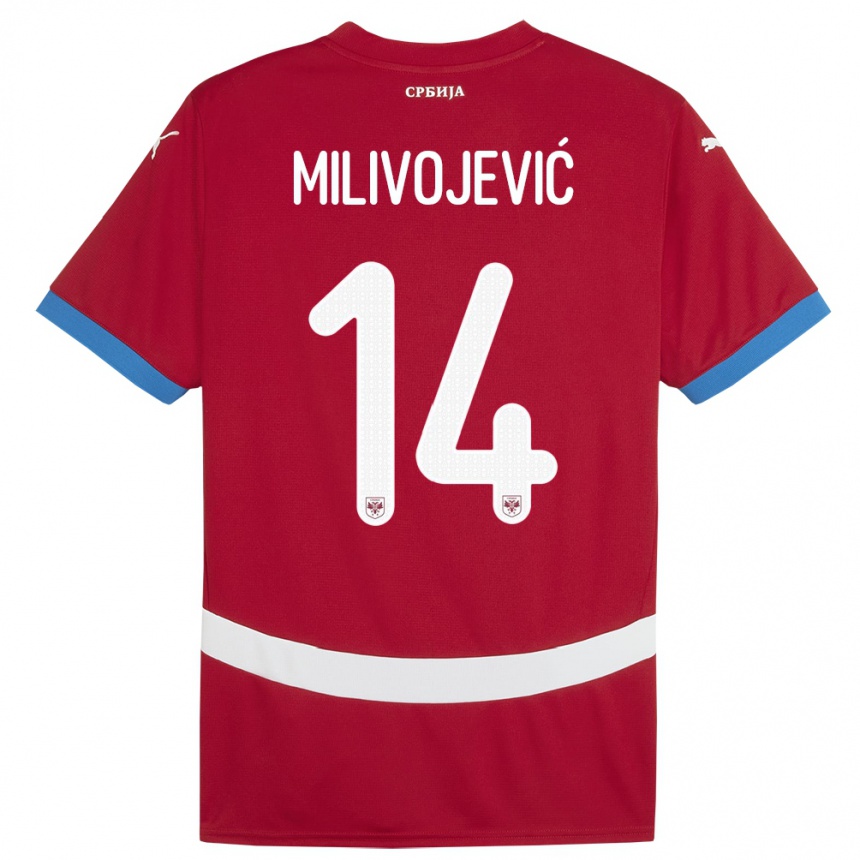 Niño Fútbol Camiseta Serbia Vesna Milivojevic #14 Rojo 1ª Equipación 24-26