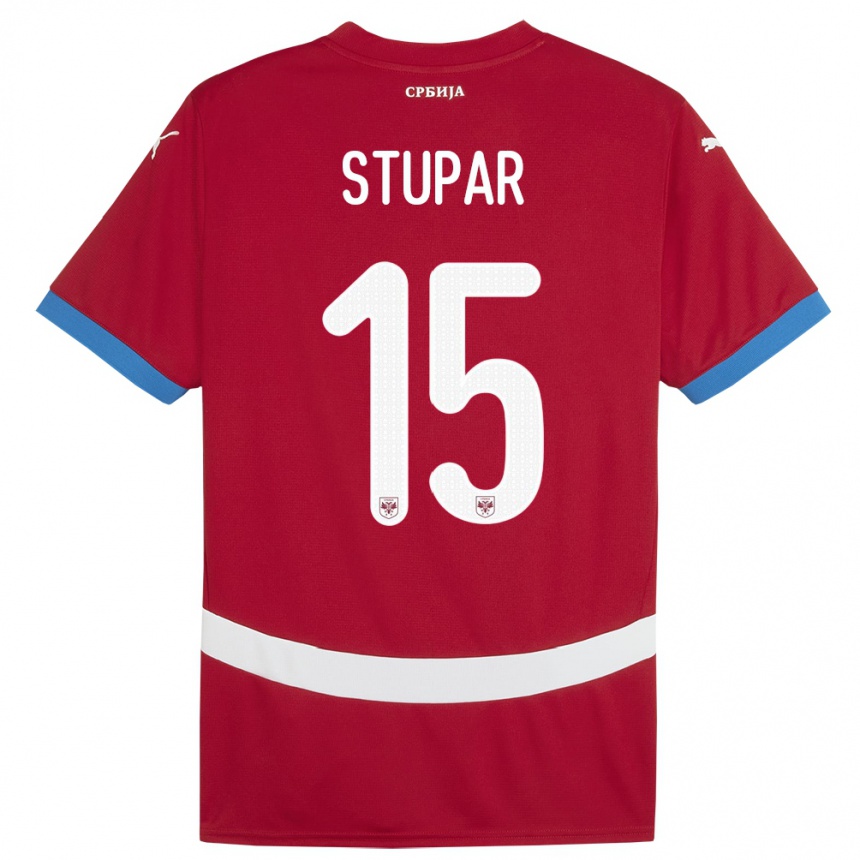 Niño Fútbol Camiseta Serbia Zivana Stupar #15 Rojo 1ª Equipación 24-26