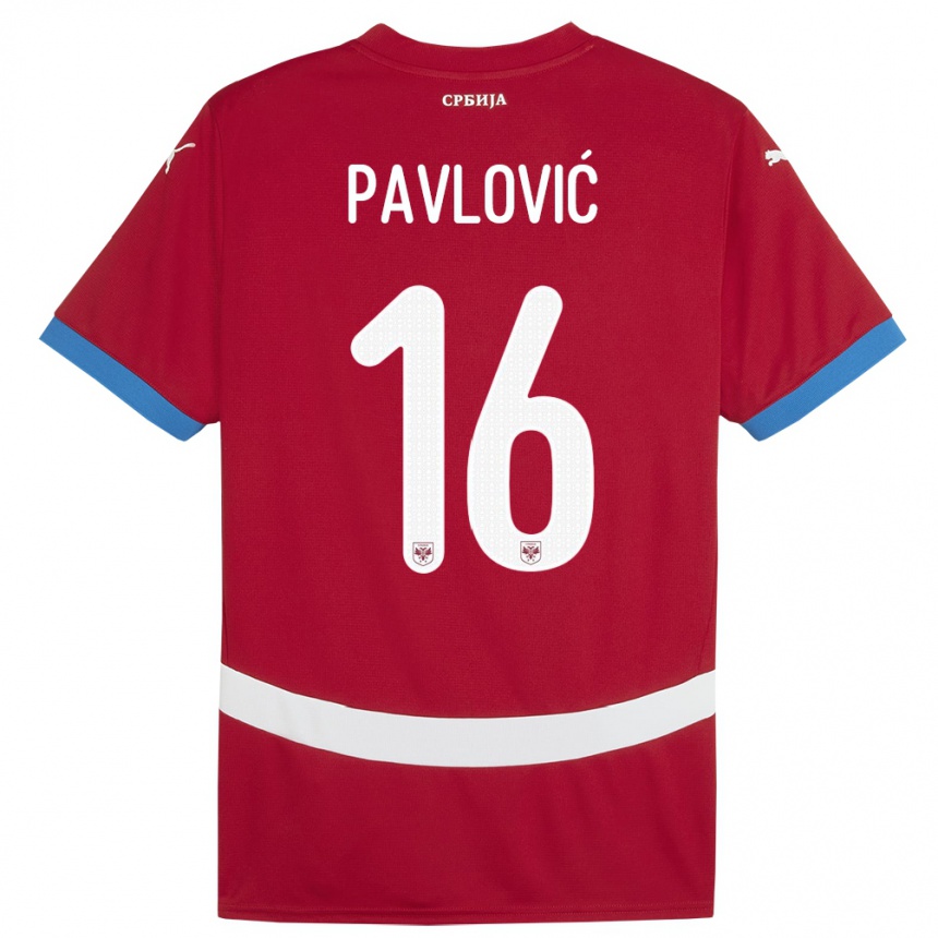 Niño Fútbol Camiseta Serbia Sara Pavlovic #16 Rojo 1ª Equipación 24-26