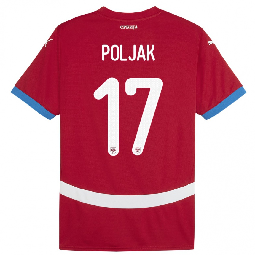 Niño Fútbol Camiseta Serbia Allegra Poljak #17 Rojo 1ª Equipación 24-26