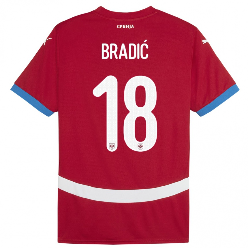 Niño Fútbol Camiseta Serbia Biljana Bradic #18 Rojo 1ª Equipación 24-26