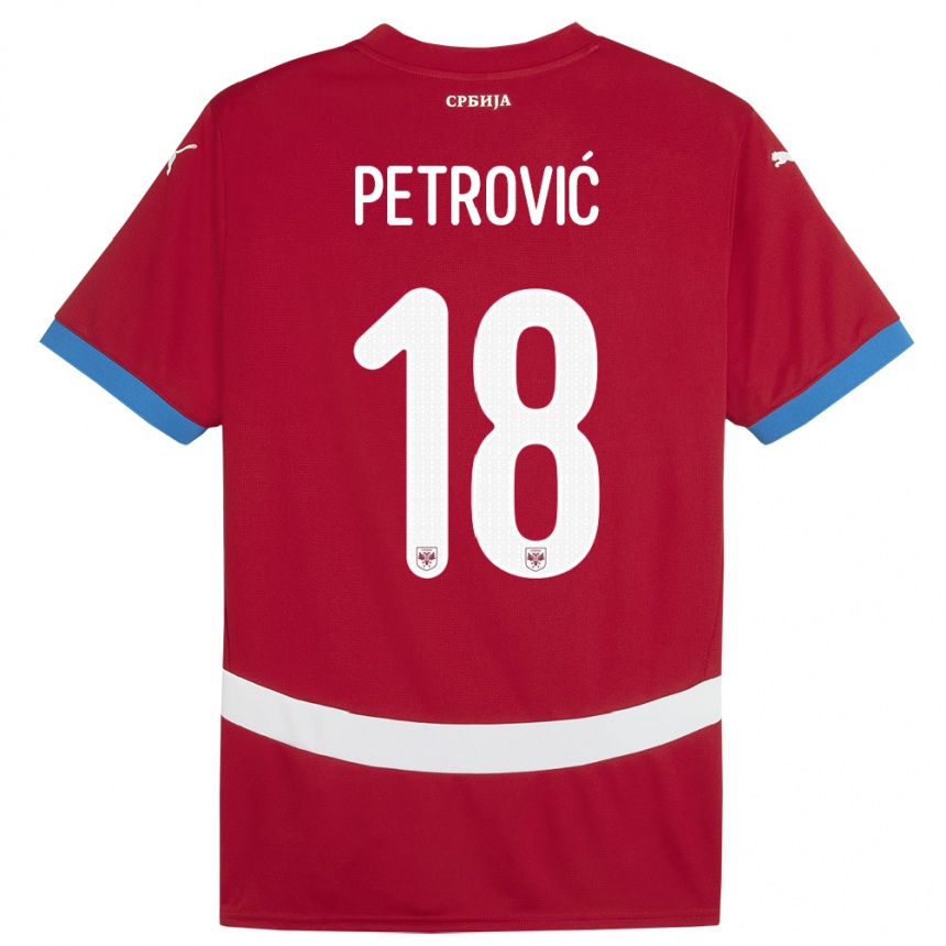 Niño Fútbol Camiseta Serbia Emilija Petrovic #18 Rojo 1ª Equipación 24-26