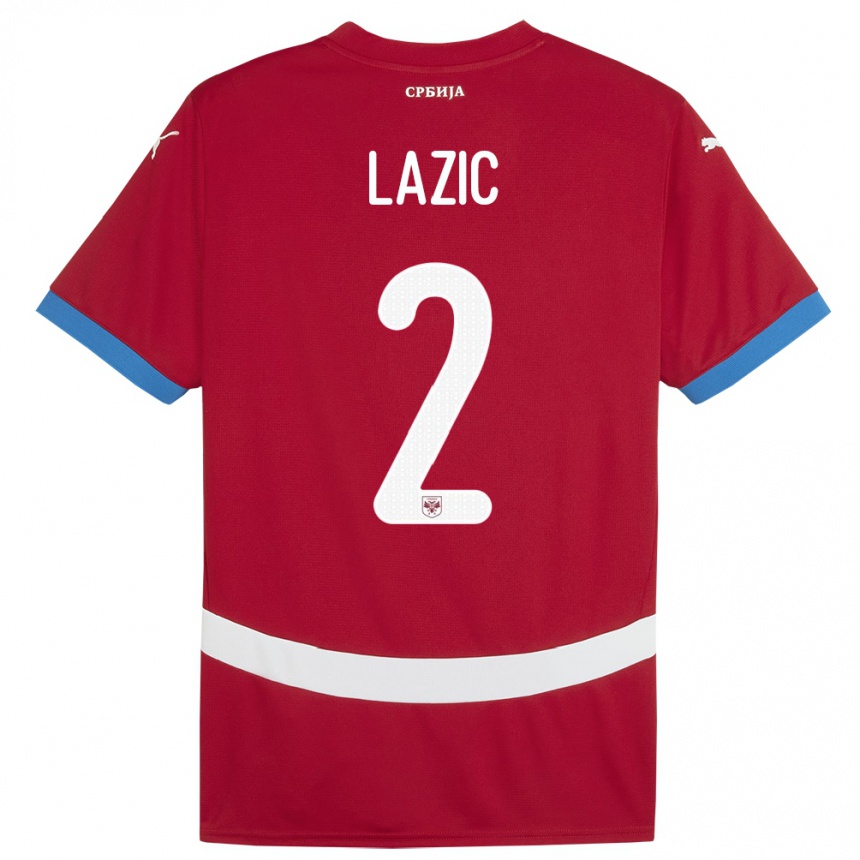 Niño Fútbol Camiseta Serbia Uros Lazic #2 Rojo 1ª Equipación 24-26