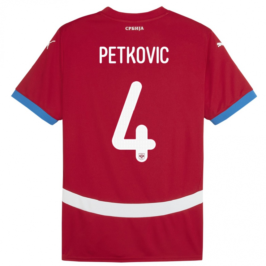 Niño Fútbol Camiseta Serbia Nikola Petkovic #4 Rojo 1ª Equipación 24-26