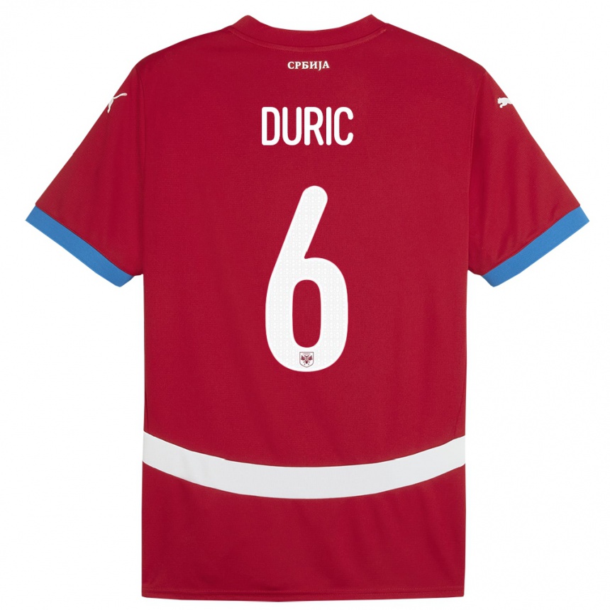 Niño Fútbol Camiseta Serbia Andrej Duric #6 Rojo 1ª Equipación 24-26