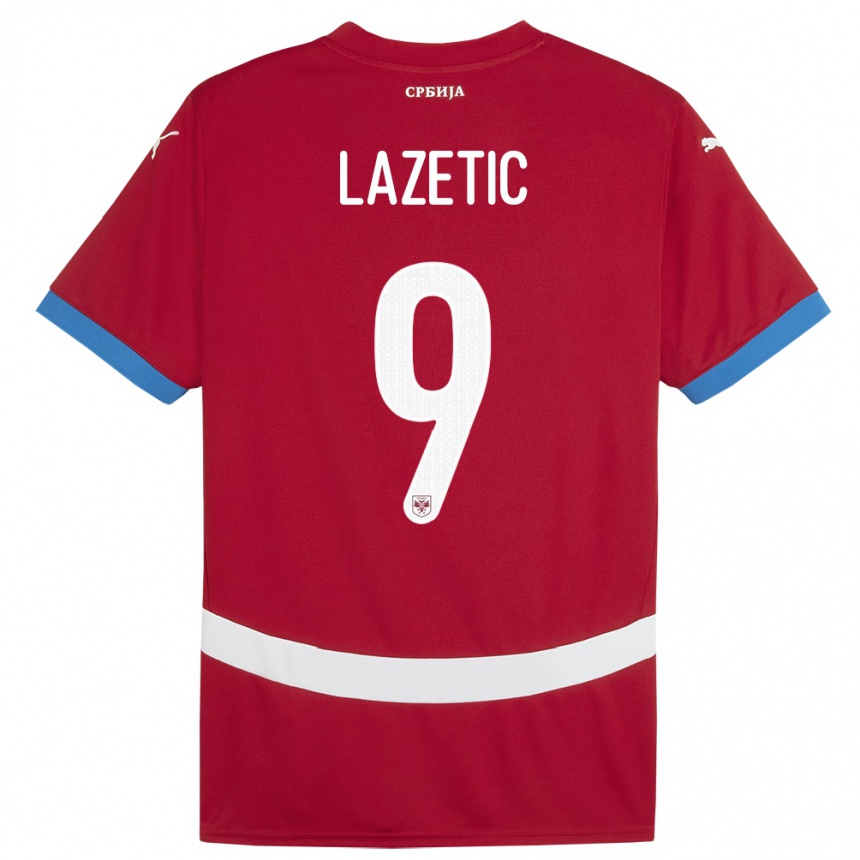 Niño Fútbol Camiseta Serbia Marko Lazetic #9 Rojo 1ª Equipación 24-26