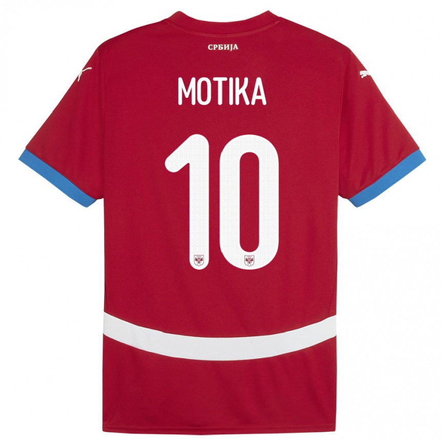 Niño Fútbol Camiseta Serbia Nemanja Motika #10 Rojo 1ª Equipación 24-26