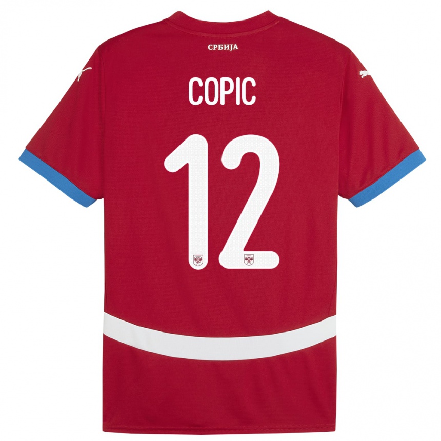 Niño Fútbol Camiseta Serbia Marko Copic #12 Rojo 1ª Equipación 24-26