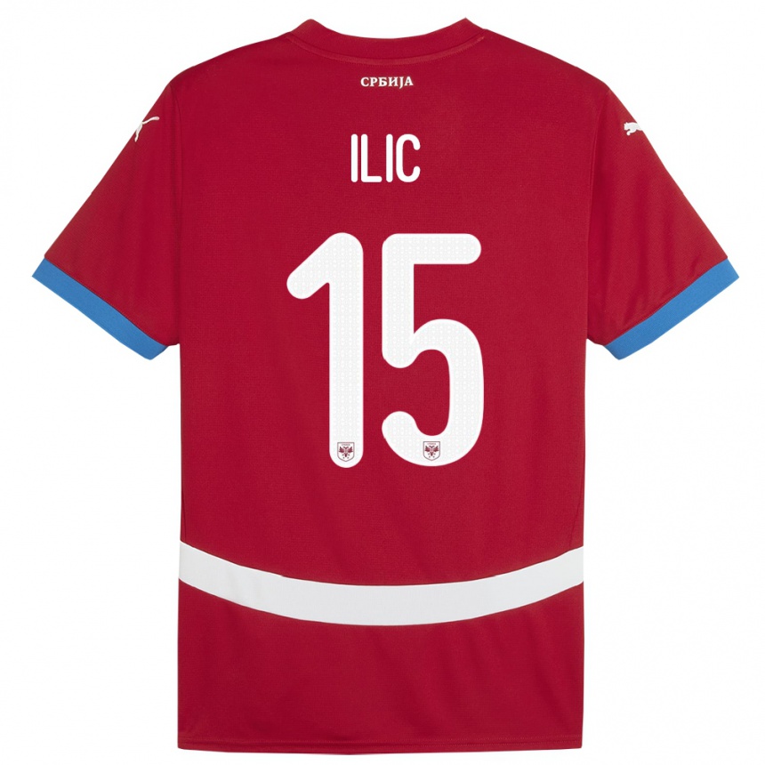 Niño Fútbol Camiseta Serbia Mihajlo Ilic #15 Rojo 1ª Equipación 24-26