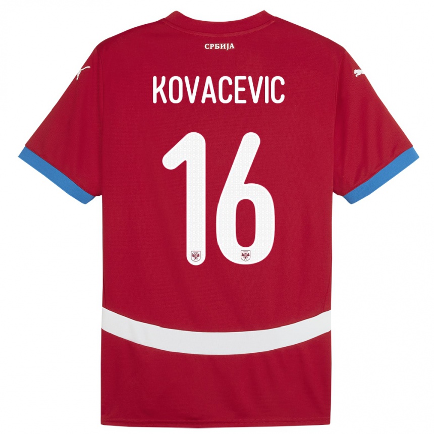 Niño Fútbol Camiseta Serbia Bojan Kovacevic #16 Rojo 1ª Equipación 24-26