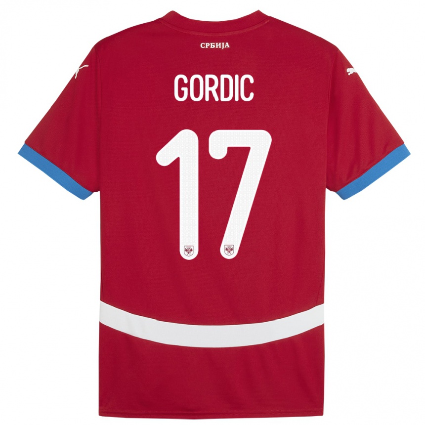 Niño Fútbol Camiseta Serbia Djordje Gordic #17 Rojo 1ª Equipación 24-26