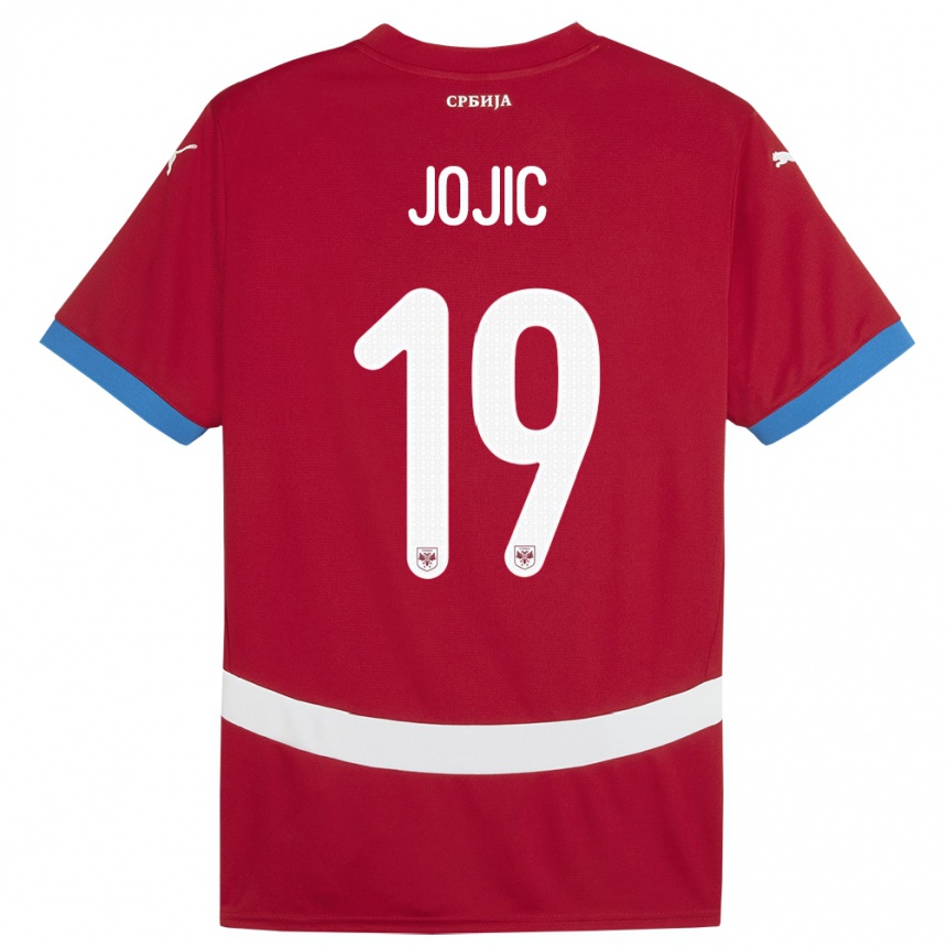 Niño Fútbol Camiseta Serbia Nikola Jojic #19 Rojo 1ª Equipación 24-26