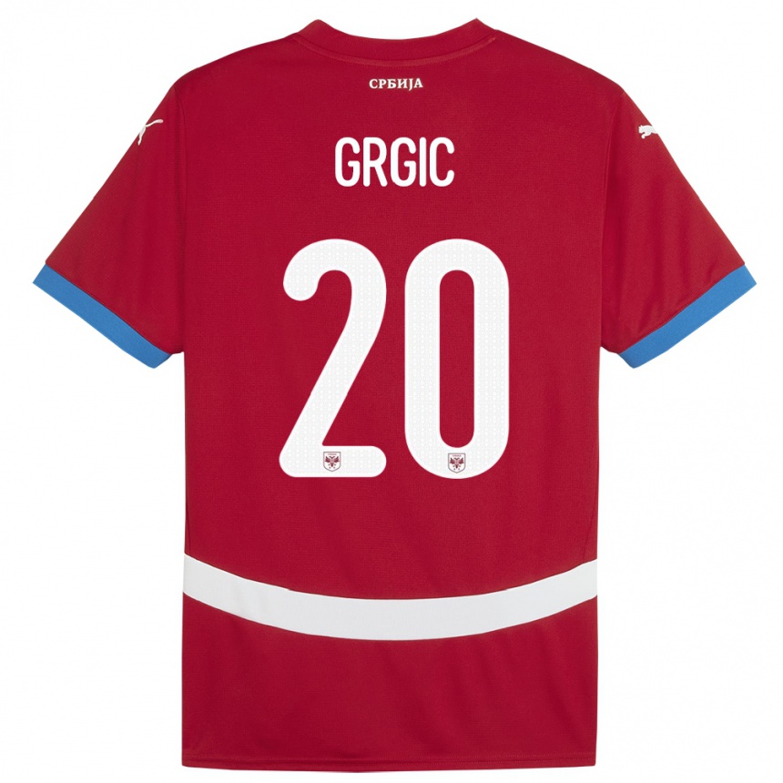 Niño Fútbol Camiseta Serbia Dario Grgic #20 Rojo 1ª Equipación 24-26