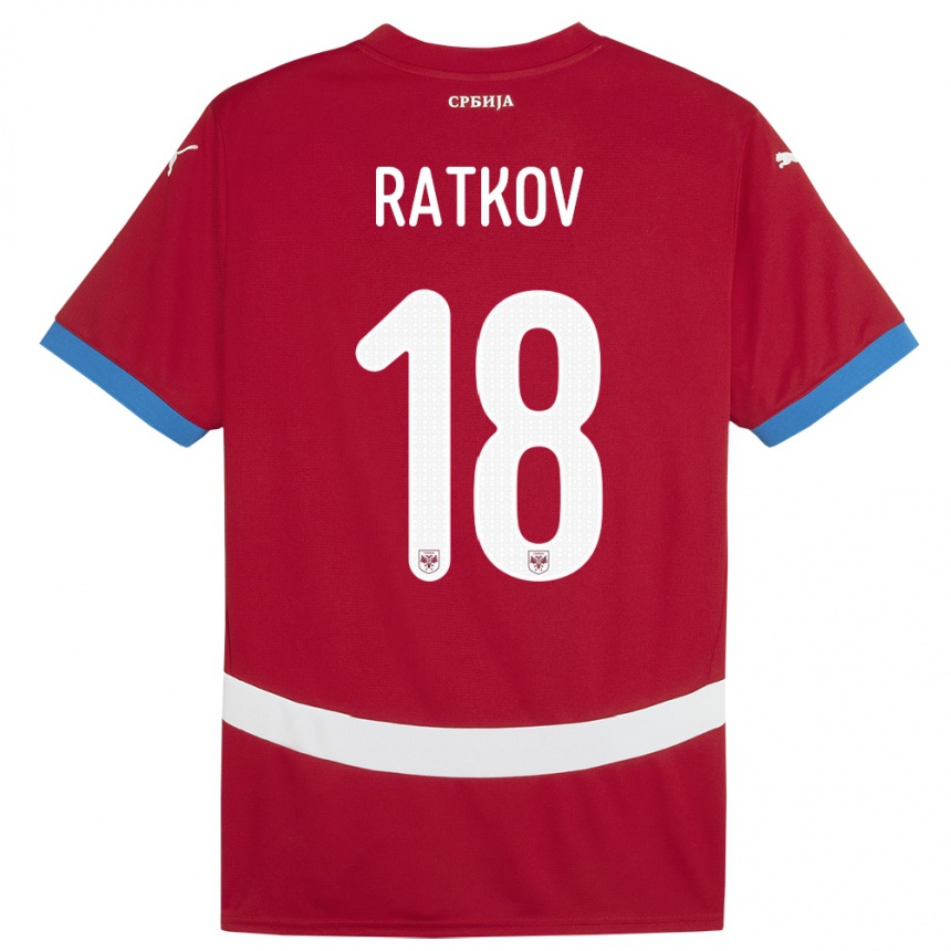 Niño Fútbol Camiseta Serbia Petar Ratkov #18 Rojo 1ª Equipación 24-26