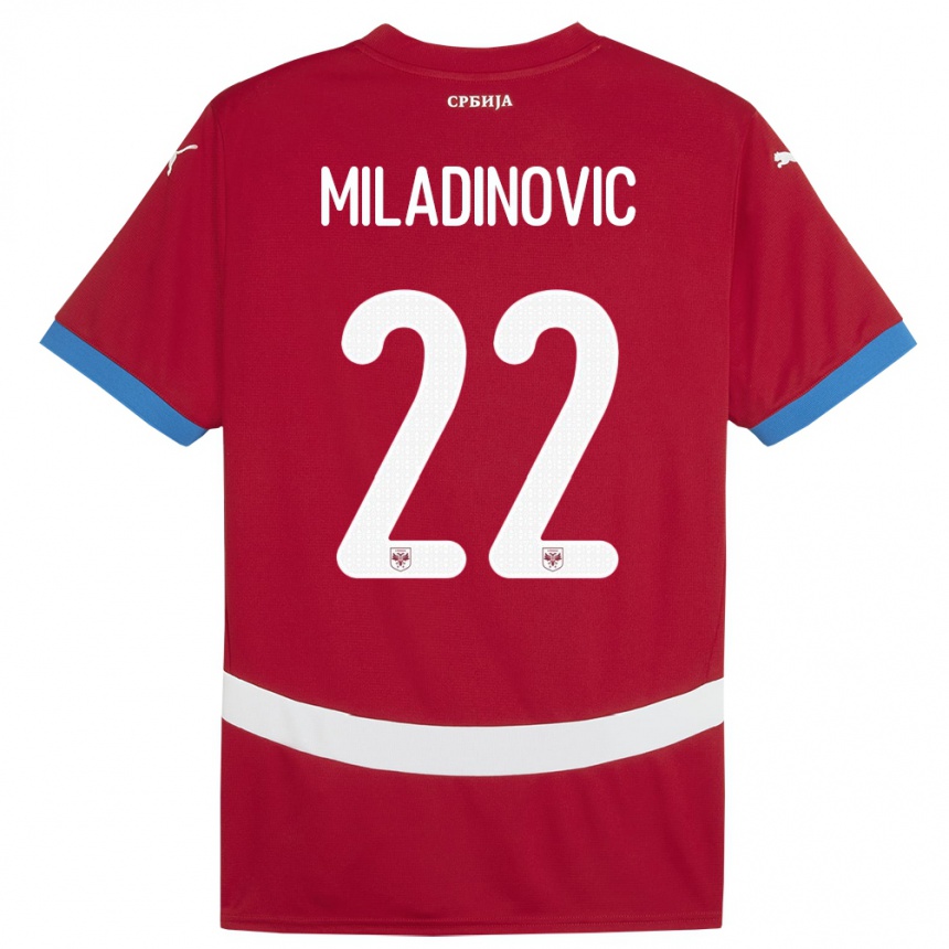 Niño Fútbol Camiseta Serbia Igor Miladinovic #22 Rojo 1ª Equipación 24-26