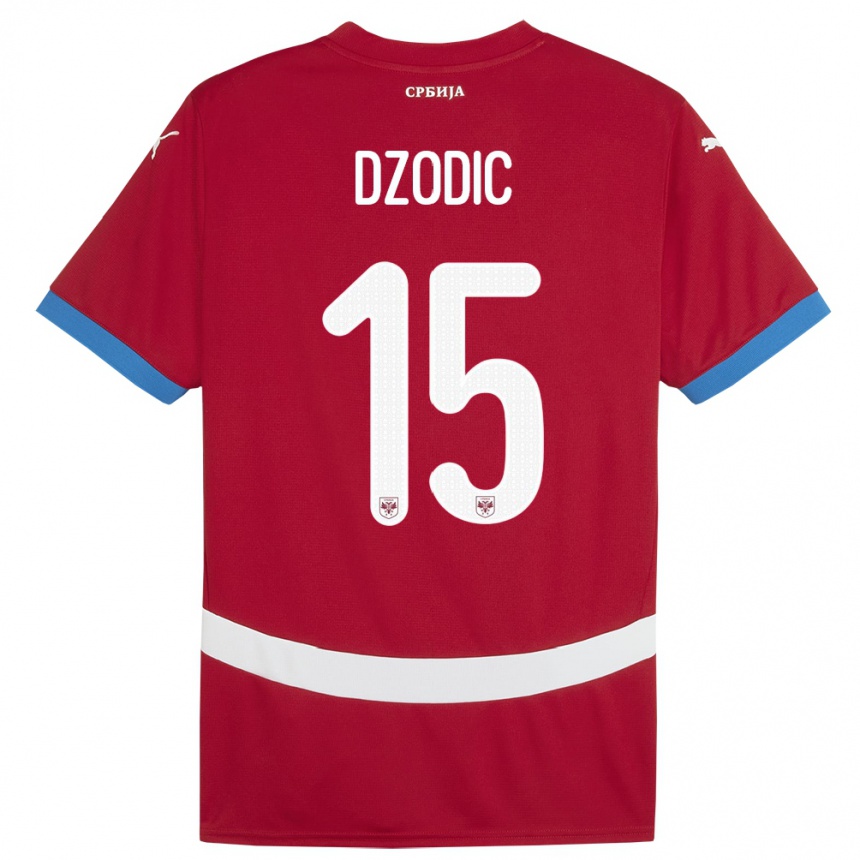 Niño Fútbol Camiseta Serbia Stefan Dzodic #15 Rojo 1ª Equipación 24-26