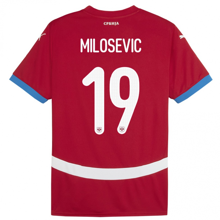 Niño Fútbol Camiseta Serbia Jovan Milosevic #19 Rojo 1ª Equipación 24-26