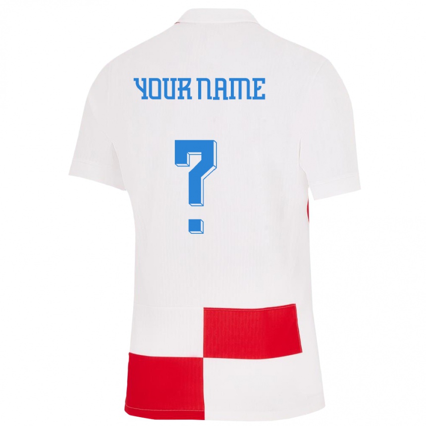 Niño Fútbol Camiseta Croacia Su Nombre #0 Blanco Rojo 1ª Equipación 24-26