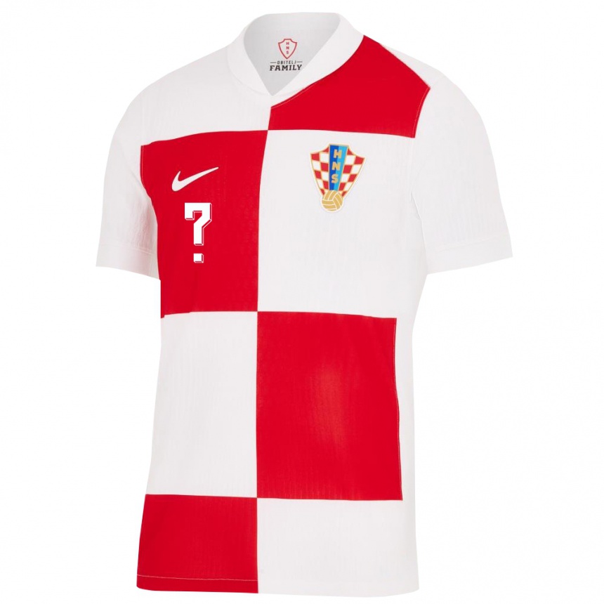 Niño Fútbol Camiseta Croacia Su Nombre #0 Blanco Rojo 1ª Equipación 24-26