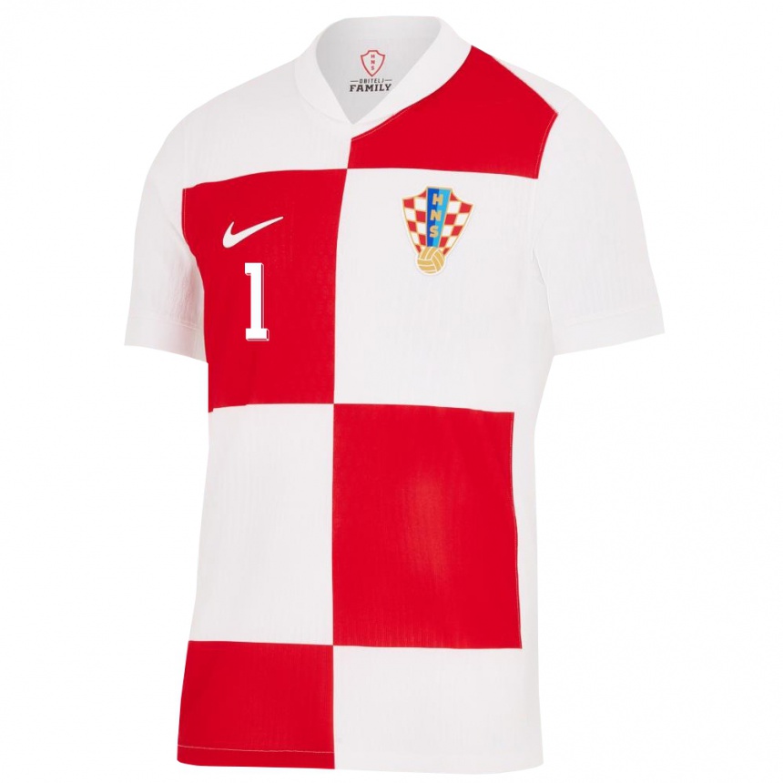 Niño Fútbol Camiseta Croacia Dominik Livakovic #1 Blanco Rojo 1ª Equipación 24-26