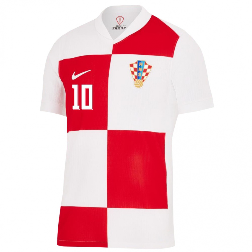 Niño Fútbol Camiseta Croacia Luka Modric #10 Blanco Rojo 1ª Equipación 24-26