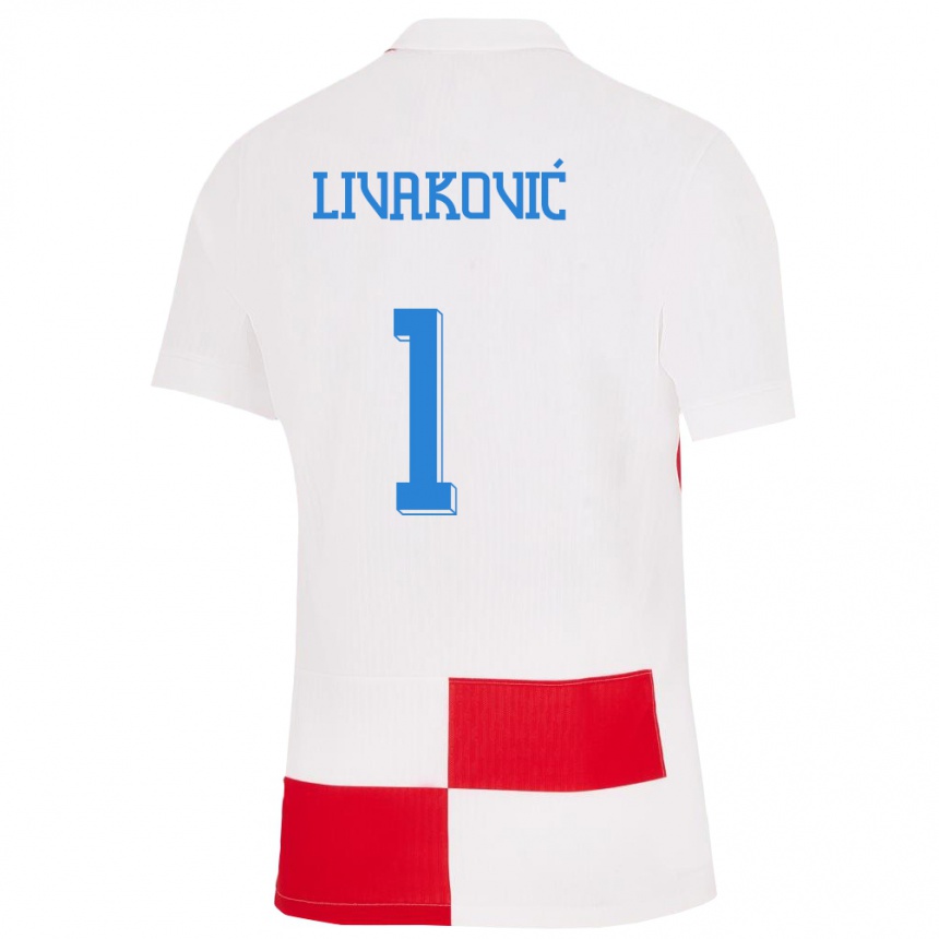 Niño Fútbol Camiseta Croacia Dominik Livakovic #1 Blanco Rojo 1ª Equipación 24-26