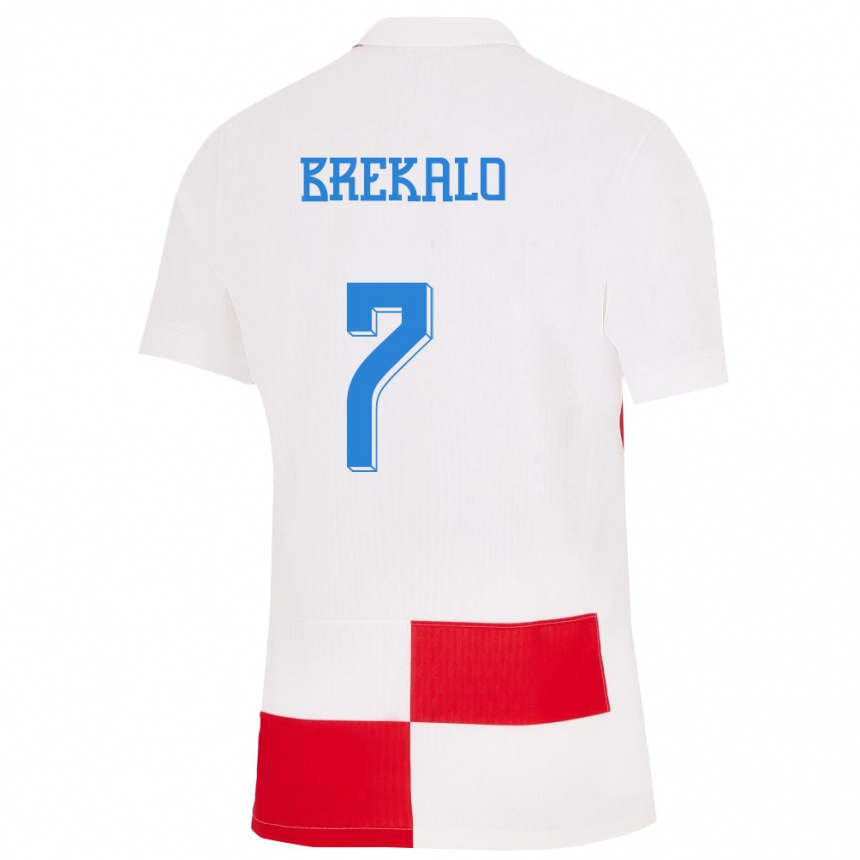 Niño Fútbol Camiseta Croacia Josip Brekalo #7 Blanco Rojo 1ª Equipación 24-26