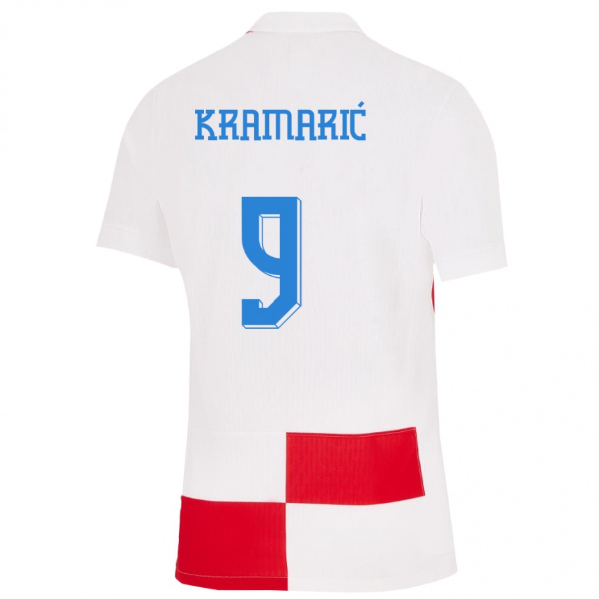 Niño Fútbol Camiseta Croacia Andrej Kramaric #9 Blanco Rojo 1ª Equipación 24-26