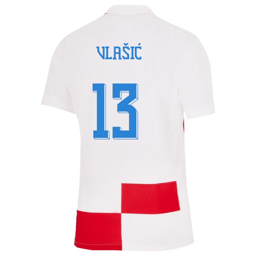 Niño Fútbol Camiseta Croacia Nikola Vlasic #13 Blanco Rojo 1ª Equipación 24-26