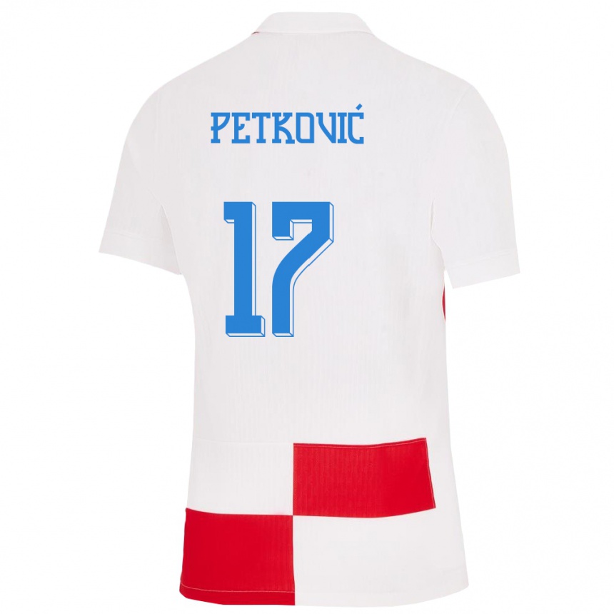 Niño Fútbol Camiseta Croacia Bruno Petkovic #17 Blanco Rojo 1ª Equipación 24-26