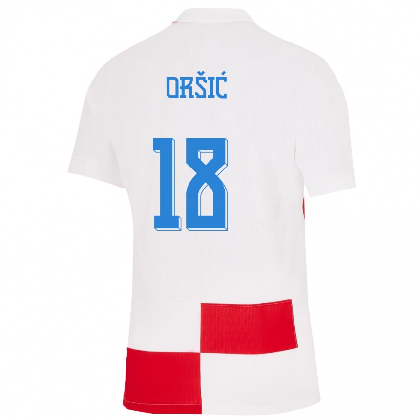 Niño Fútbol Camiseta Croacia Mislav Orsic #18 Blanco Rojo 1ª Equipación 24-26