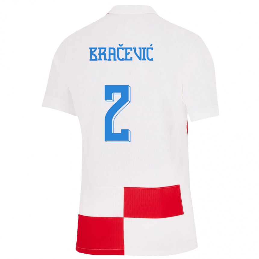 Niño Fútbol Camiseta Croacia Petra Bracevic #2 Blanco Rojo 1ª Equipación 24-26