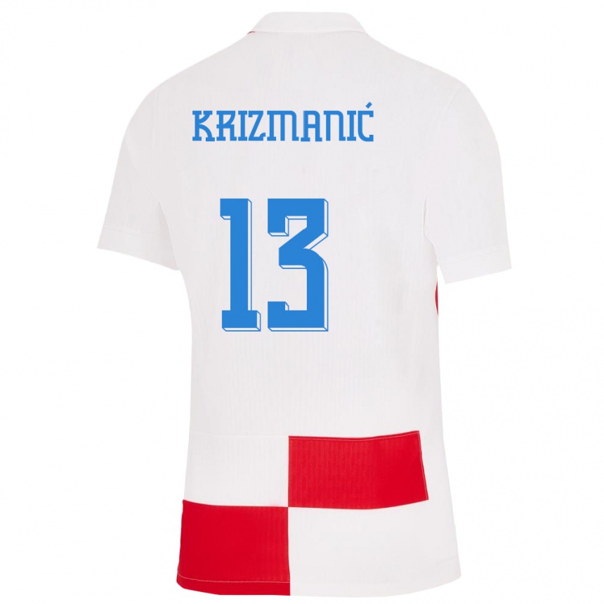 Niño Fútbol Camiseta Croacia Kresimir Krizmanic #13 Blanco Rojo 1ª Equipación 24-26