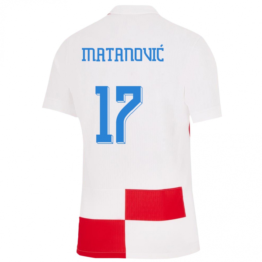 Niño Fútbol Camiseta Croacia Igor Matanovic #17 Blanco Rojo 1ª Equipación 24-26