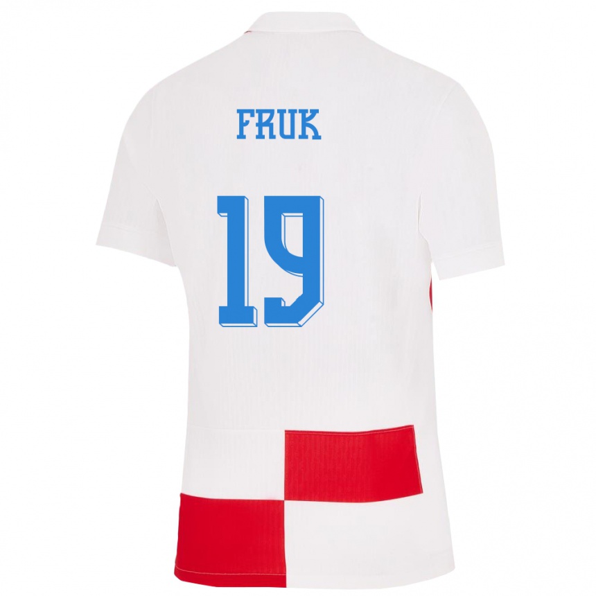 Niño Fútbol Camiseta Croacia Toni Fruk #19 Blanco Rojo 1ª Equipación 24-26