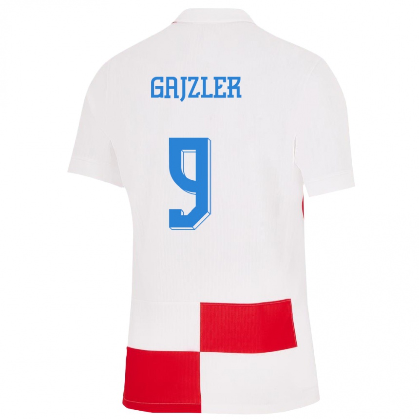 Niño Fútbol Camiseta Croacia Niko Gajzler #9 Blanco Rojo 1ª Equipación 24-26